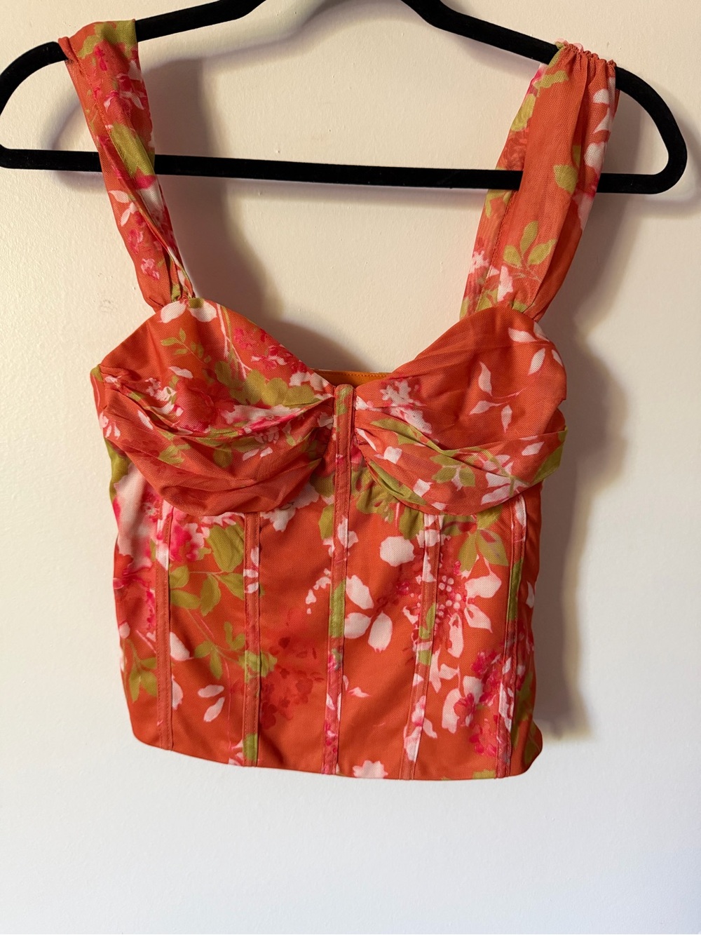 Lulu's Orange Floral Bustier Crop Top